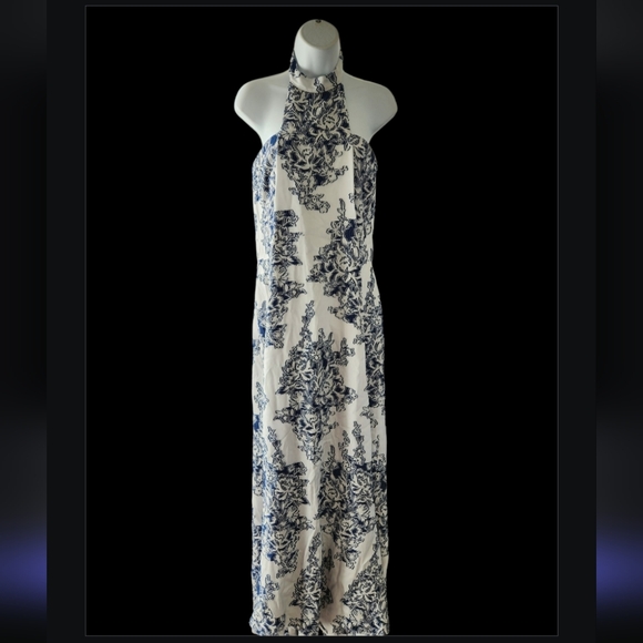 Oscar De La Renta Halter Jacquard Gown 14 Maxi